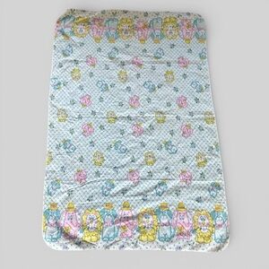 Vintage handmade colorful pastel animal printed fleece blanket child doll